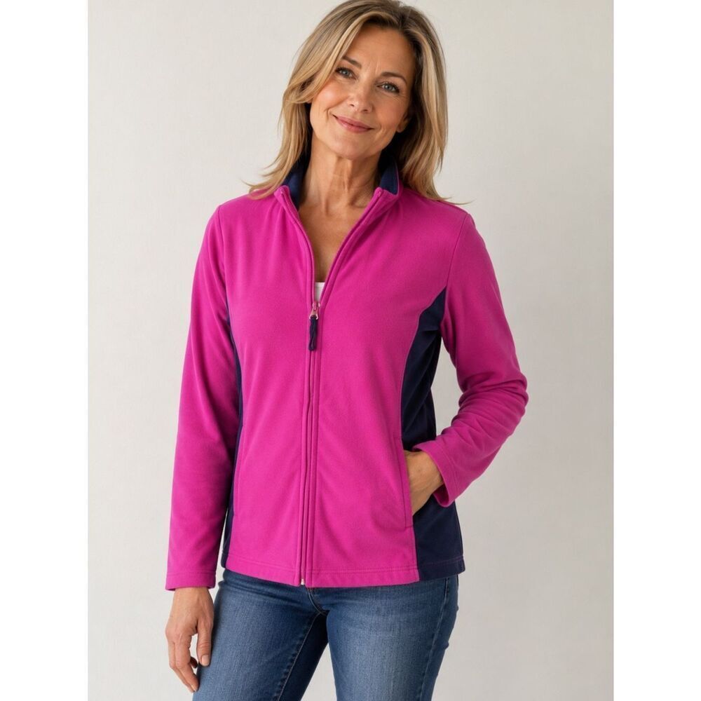 Appleseed’s Zip Up Athletic Jacket Casual Pink Blue Long Sleeve SZ M P
